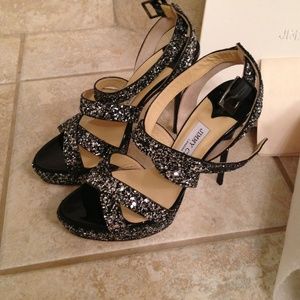AUTHENTIC Jimmy Choo Coarse Glitter Vamp Size 39.5